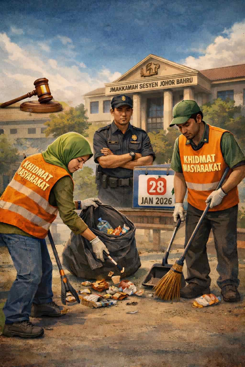 Dua Warga Asing Pesalah Pertama Dikenakan Khidmat Masyarakat Kerana Buang Sampah Kecil